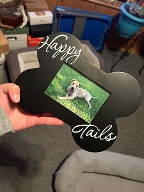 Happy Tails Black Bone-Shaped Dog Photo Frame